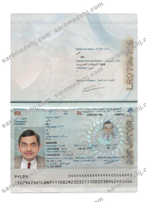 Lebanon passport 2018-present
